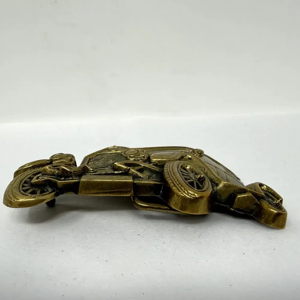Vintage 1978 Baron Buckle Solid Brass Antique Car Belt Buckle Heavy